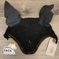 Crochet Fly Veil Bonnet, Peace Charm *gc, dirt, crumpled, curled, cut string