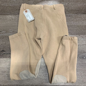 JUNIORS Hvy Cotton Euroseat Breeches *gc, mnr undone stitching, discolored/stained seat & legs
