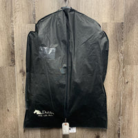 JUNIORS Dressage Show Jacket, velvet collar, black plastic garment bag *vgc, older, thin/rubbed collar edges
