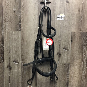 Rsd Padded Monocrown Double Bridle, Crank, Curb Reins *removed flash, vgc, dirt & stain?, loose keepers, creases