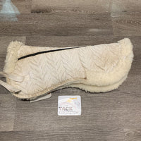 Sheepskin Half Pad Rolled Edge *gc, stained, v. pilly, threads, clumpy, thin spots, torn at wither, rubbed
