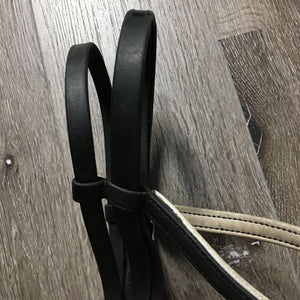 Narrow Padded Bridle, 1 Pc Cheeks, Soft/Wide Braided Reins *vgc, older, stains, older, discolored, xholes, dusty