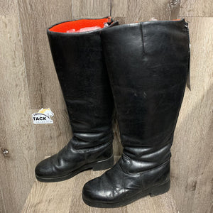 Pr Thick Leather + Fleece Lined Winter Boots, aftermarker zips, widened *gc, older, rubs, mnr scratches