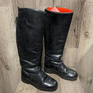 Pr Thick Leather + Fleece Lined Winter Boots, aftermarker zips, widened *gc, older, rubs, mnr scratches