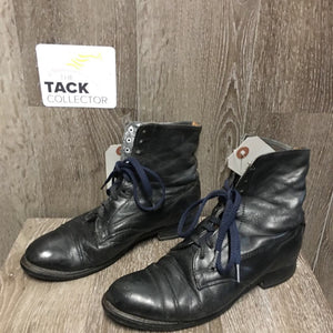 Pr Paddock Boots, Laces *older, crumpled, replaced laces, clean, scrape/slice, holey inner