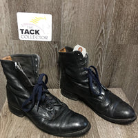 Pr Paddock Boots, Laces *older, crumpled, replaced laces, clean, scrape/slice, holey inner
