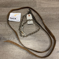 Short Leather Lead Shank, 31" Nose Chain *fair, chewed, sliced, older, rusty, scrapes, twisted
