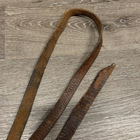 Short Leather Lead Shank, 31" Nose Chain *fair, chewed, sliced, older, rusty, scrapes, twisted
