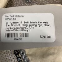 Cotton & Soft Mesh Fly Veil Ear Bonnet, bling, piping *gc, clean, puckered/shrunk?
