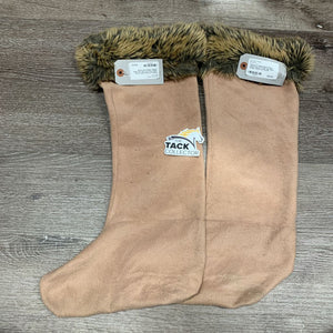 Pr Fleece Boot Socks - Liners, Faux Fur Tops *gc, clean, clumpy, stains, hair
