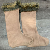 Pr Fleece Boot Socks - Liners, Faux Fur Tops *gc, clean, clumpy, stains, hair
