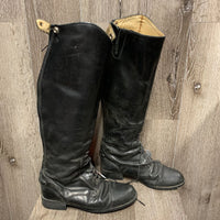 Pr Field Boots, zip *gc, faded, dirt, scuffs, stiff zippers, older, scratches, Missing Snap
