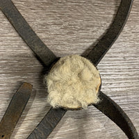 Flat Leather Figure 8 Noseband ONLY, fleece *0 Crownpeice, fair, dirt, scrapes, loose & missing keepers, xholes, rubs, creases, thin fleece
