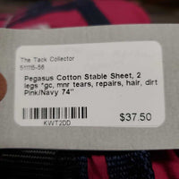 Cotton Stable Sheet, 2 legs *gc, mnr tears, repairs, hair, dirt
