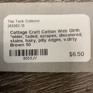 Cotton Web Girth *older, faded, scrapes, discolored, stains, hairy, pilly edges, v.dirty