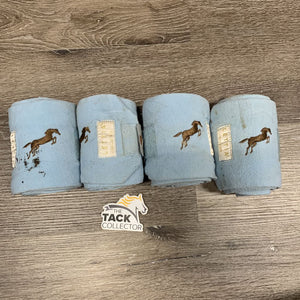4 Fleece Polo Wraps "Jumping Horse" *gc, pilly, stains, dirt & hair