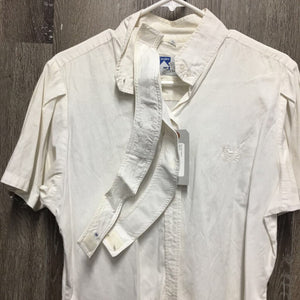 SS Show Shirt, 2 Velcro Collars *seam puckers, crinkled, older, dingy, pit stains, stained edges