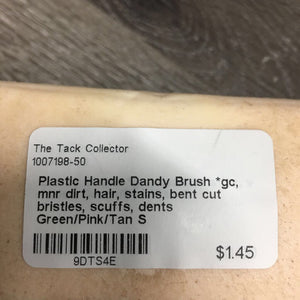 Plastic Handle Dandy Brush *gc, mnr dirt, hair, stains, bent cut bristles, scuffs, dents
