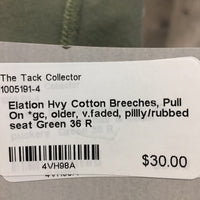 Hvy Cotton Breeches, Pull On *gc, older, v.faded, pillly/rubbed seat