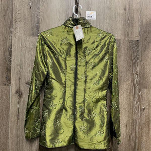 LS Western Showmanship Satin Show Jacket, Beads, Zip *vgc, bent/creased collar, rough inner seams, threads