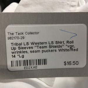 LS Western LS Shirt, Roll Up Sleeves "Team Shields" *vgc, wrinkles, seam puckers