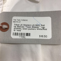 LS Western LS Shirt, Roll Up Sleeves "Team Shields" *vgc, wrinkles, seam puckers
