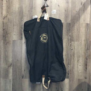 Hvy Garment Bag, foldable, zipper pockets "Thunderbird" *vgc, undone center seam/sm holes, mnr frays, older, stuck/broken zipper