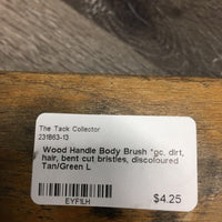Wood Handle Body Brush *gc, dirt, hair, bent cut bristles, discoloured
