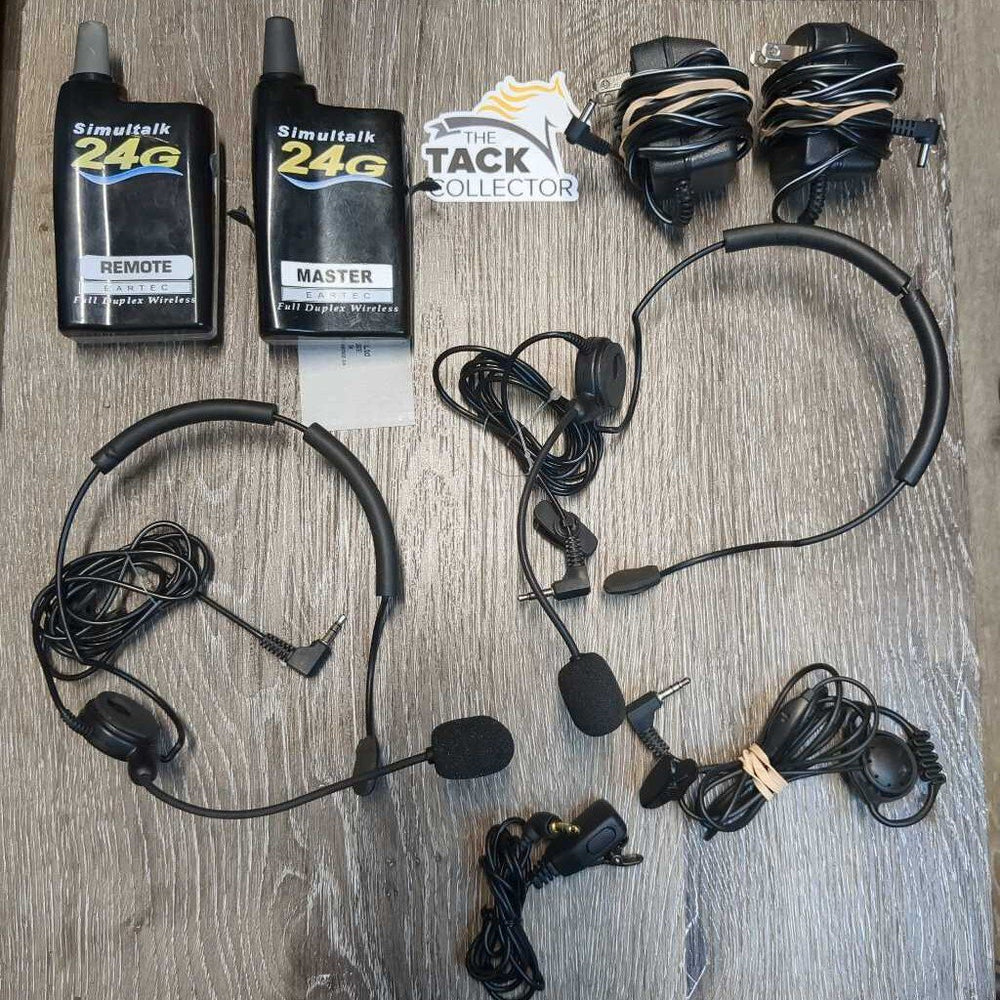 Coaching System: 2 of: Headphones, rechargeable belt transceivers, Microphones, cords *CHARGES, WORKS, older