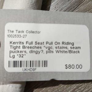 Full Seat Pull On Riding Tight Breeches *vgc, stains, seam puckers, dingy?, pills