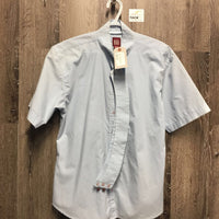 SS Show Shirt, 2 Button Collars *gc, older, seam puckers, crinkled collars, mnr stains, faded
