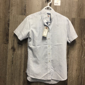 SS Show Shirt *0 collar, older, seam puckers, crinkled, pits, gc