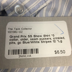 SS Show Shirt *0 collar, older, seam puckers, crinkled, pits, gc
