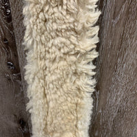 Soft Leather Girth, Removable Sheepskin, 2x els *gc, clean, film/stains, scratches, clumpy, hairy velcro, marker slightly short fleece
