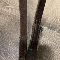 Pr Smooth Thick Rubber Reins, buckles *gc, dirt, stains, exposed threads, older
