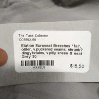 Euroseat Breeches *fair, older, v.puckered seams, shrunk? dingy/stains, v.pilly knees & seat