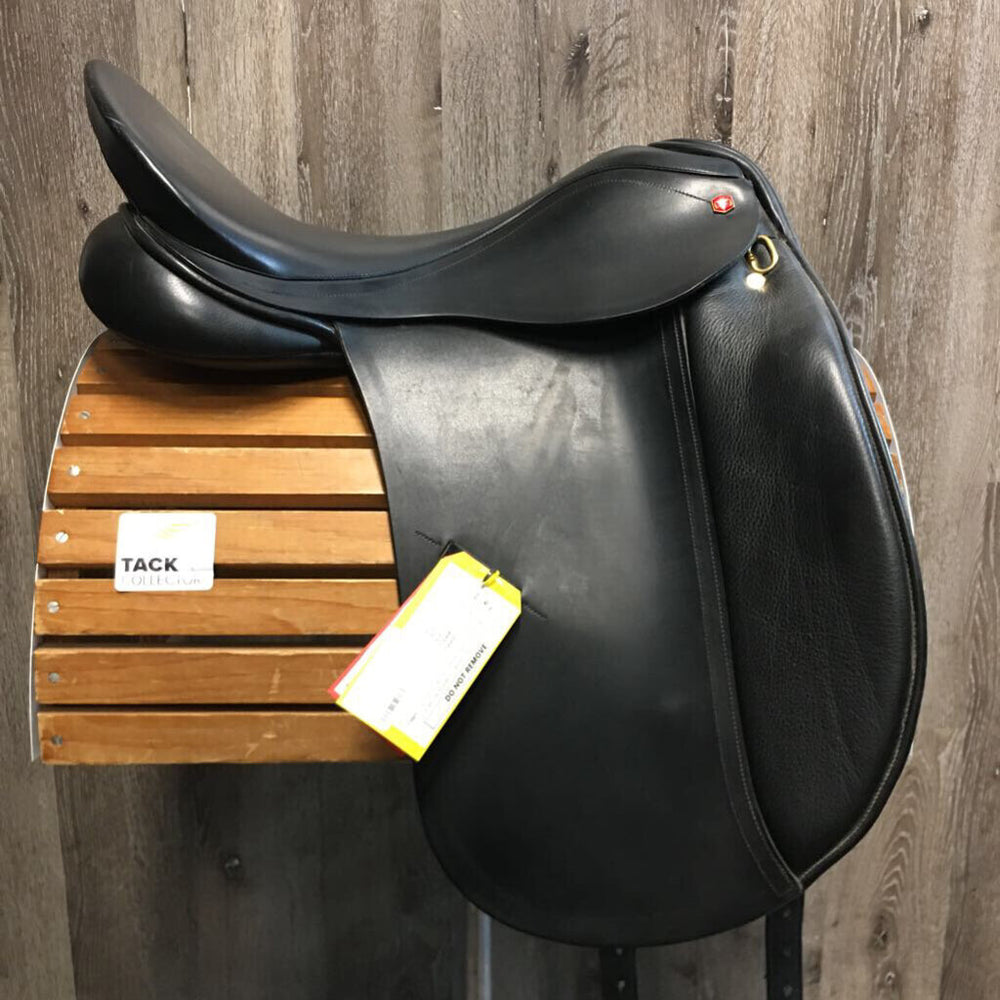 18 MW *5 Albion Legend K2 Dressage Saddle, Red Albion Fleece Cover, Black Leather Cantle Cover, Wool Flocking, Front & Rear Gusset Panels, Lg Front Blocks, Flaps: 16.75