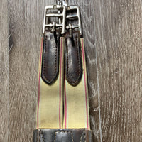 Narrow Padded Leather Girth, 2x els *gc, dirty edges & seams, scrapes, scratches, creases, cracks, hair, threads, faded

