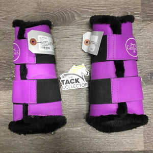 Pr Fleece Lined Closed Boots, velcro *vgc, mnr scrapes & stains, lining: hair& dirty