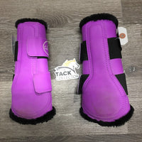 Pr Fleece Lined Closed Boots, velcro *vgc, mnr scrapes & stains, lining: hair& dirty