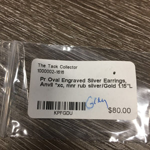 Pr Oval Engraved Silver Earrings, Anvil *xc, mnr rub