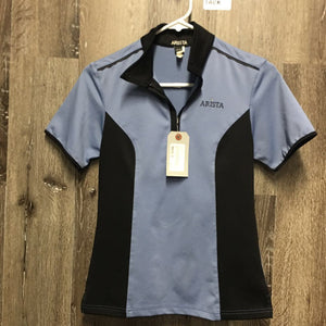 SS Show Shirt, 1/3rd Zip up, attached snap collar *vgc, clean, v.mnr dent?/ding