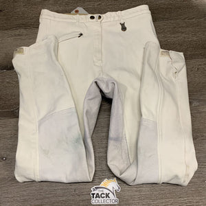Full Seat Breeches *gc, seat: pilly & stained/discolored, stains, older, seam puckers, torn ankle edges