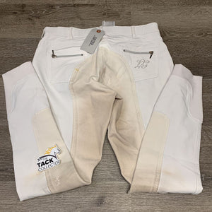 Full Seat Breeches, Bling *seam puckers, stained seat/legs, stains, gc, dingy, curled waist