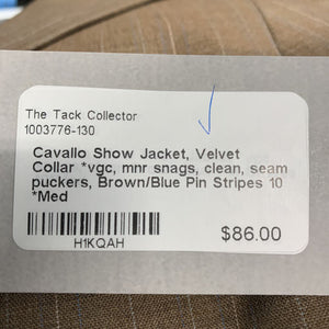 Show Jacket, Velvet Collar *vgc, mnr snags, clean, seam puckers