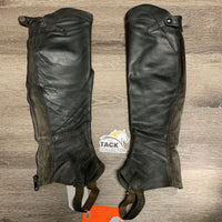 Pr Leather Half Chaps, back zipper, bag *fair, v.dirty, hole/undone stitching, faded, stretched elastic
