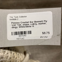 Crochet Ear Bonnett Fly Veil *fair, stains, v.dirty, marker, dingy