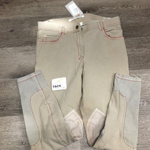 Euroseat Breeches *gc, seam puckers, rubs/pills, v.discolored/stained seat & legs, stains, pulled seat seams, older