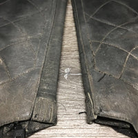 Pr Leather Half Chaps *fair, dirty, scraped, scratches, rubs, curled edges, snags, threads, elastic runs/frays, older