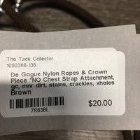 De Gogue Nylon Ropes & Crown Piece *NO Chest Strap Attachment, gc, mnr dirt, stains, crackles, xholes
